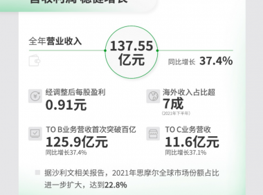思摩尔2021年财报：营收137亿，加码研发全球专利数量涨6成