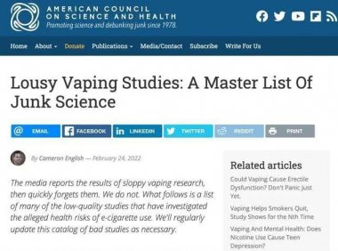 这些电子烟研究太扯了!美国科学与健康委员会发布辟谣清单